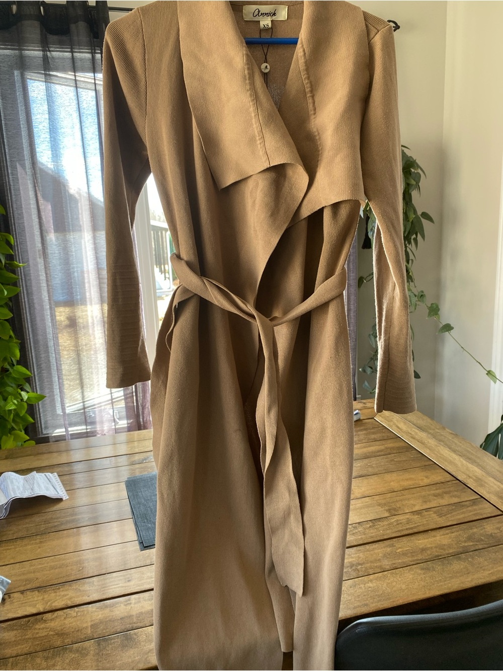 Camel Wrap Belted Duster Cardigan